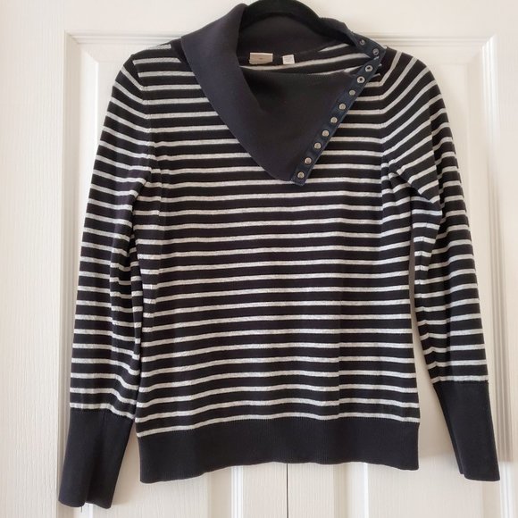 Esprit turtleneck stripped black and white size Medium - Picture 1 of 6